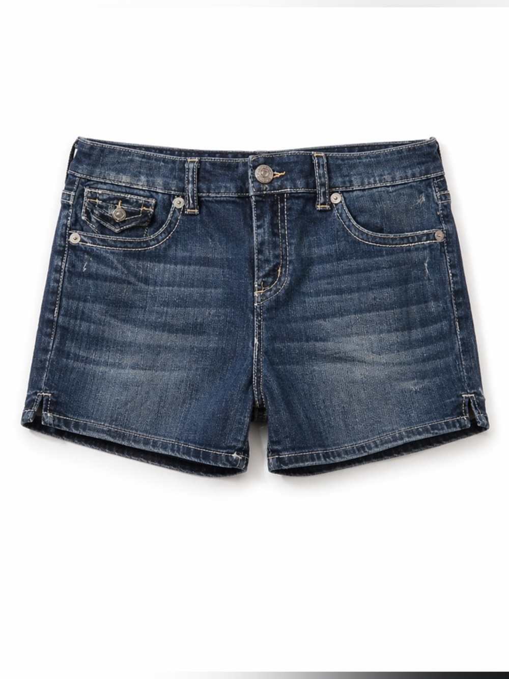 New with Tag! Seven7 Dark Indigo Denim Shorts with Retro Contrast Stitching 16